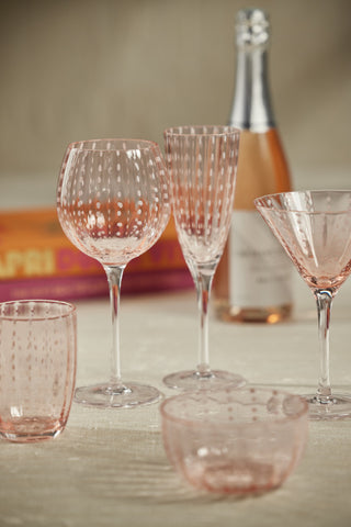 Pescara White Dot Martini Glasses, Set of 4, Pink