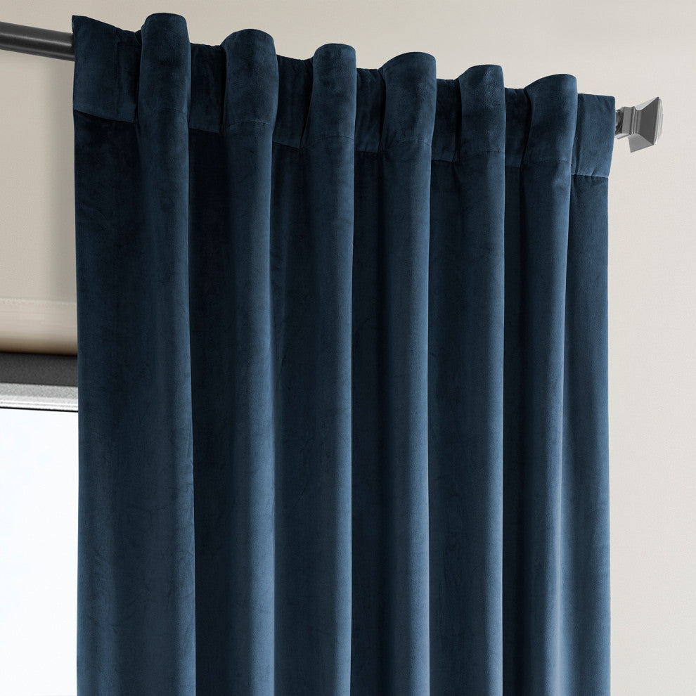 Heritage Plush Velvet Curtain Single Panel, Eternal Blue, 50"x96"
