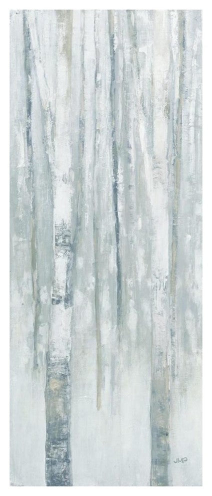 "Birches in Winter Blue Gray Panel I" Print by Julia Purinton, 32"x77"