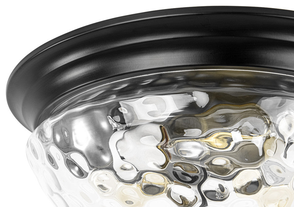 Modern 3-Light Bowl Hammered Glass Ceiling Light