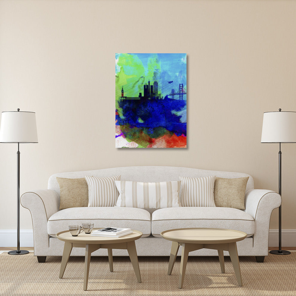 "San Francisco Watercolor Skyline 2" Fine Art Print
