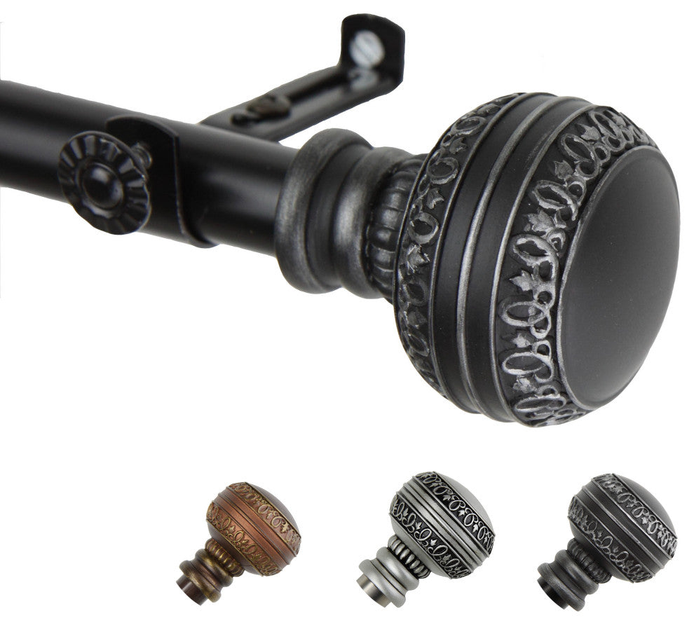 Galileo 13/16 inch dia. Curtain Rod, Black, 28"-48"