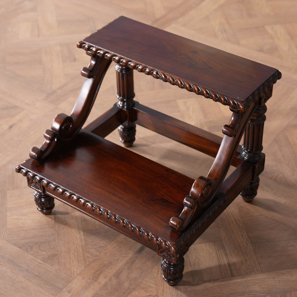 NBR101 Carved Mahogany Bed Step