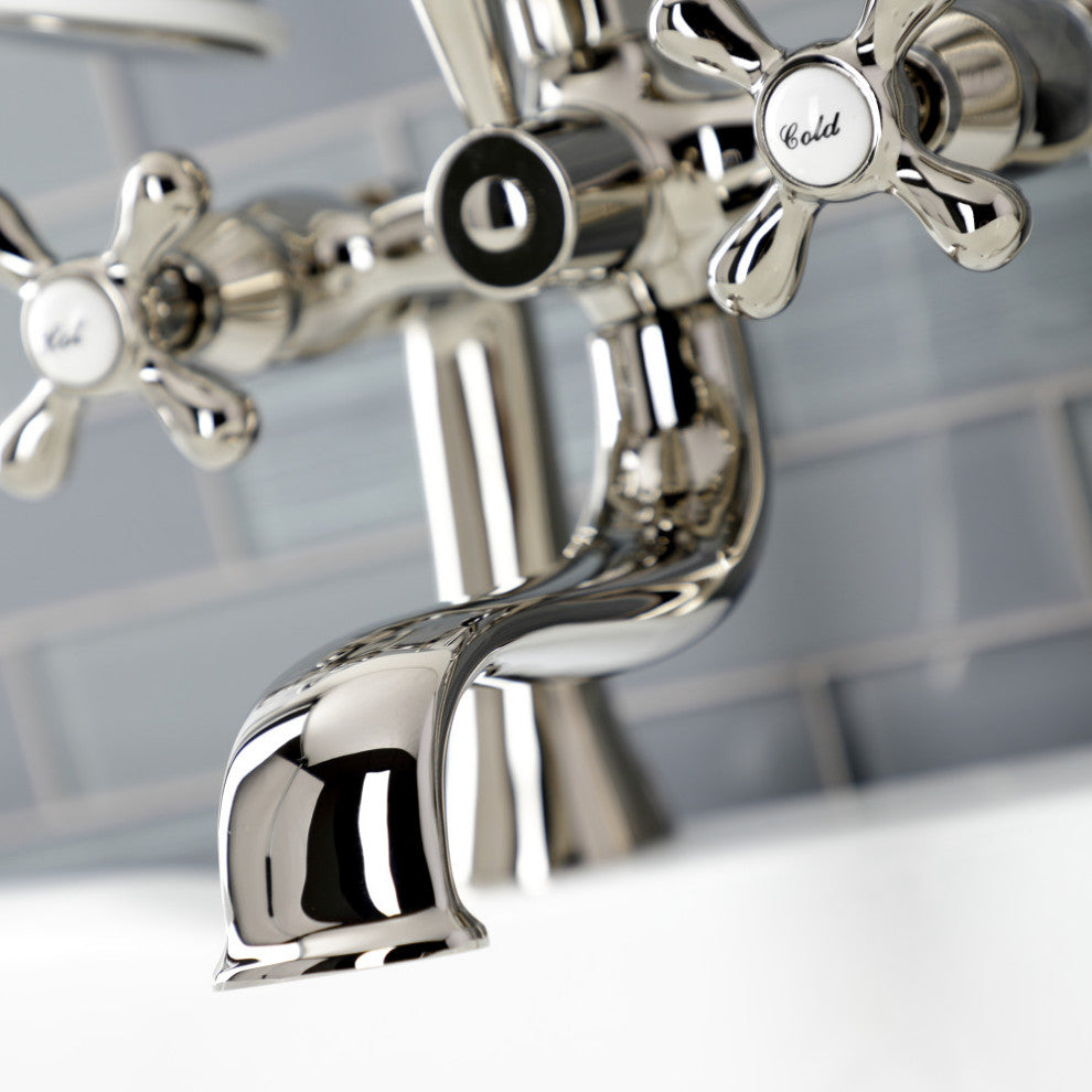 KS228PN Deck Mount Clawfoot Tub Faucet With Hand Shower, Polished Nickel