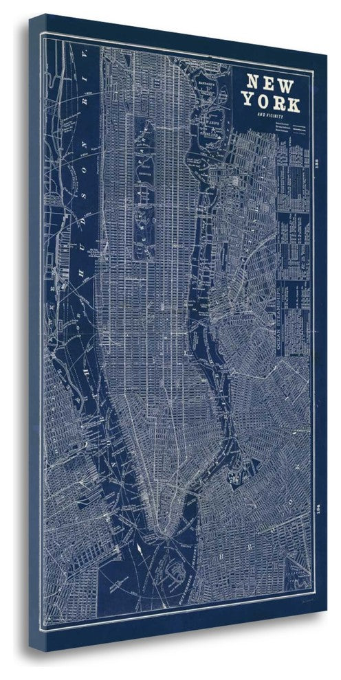 "Blueprint Map New York" By Sue Schlabach, Giclee Print on Gallery Wrap Canvas