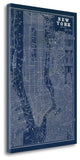 "Blueprint Map New York" By Sue Schlabach, Giclee Print on Gallery Wrap Canvas