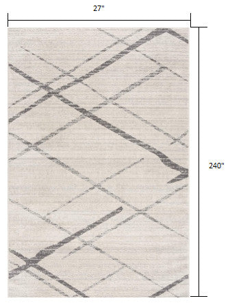 2"x20" Gray Modern Abstract Pattern Runner Rug
