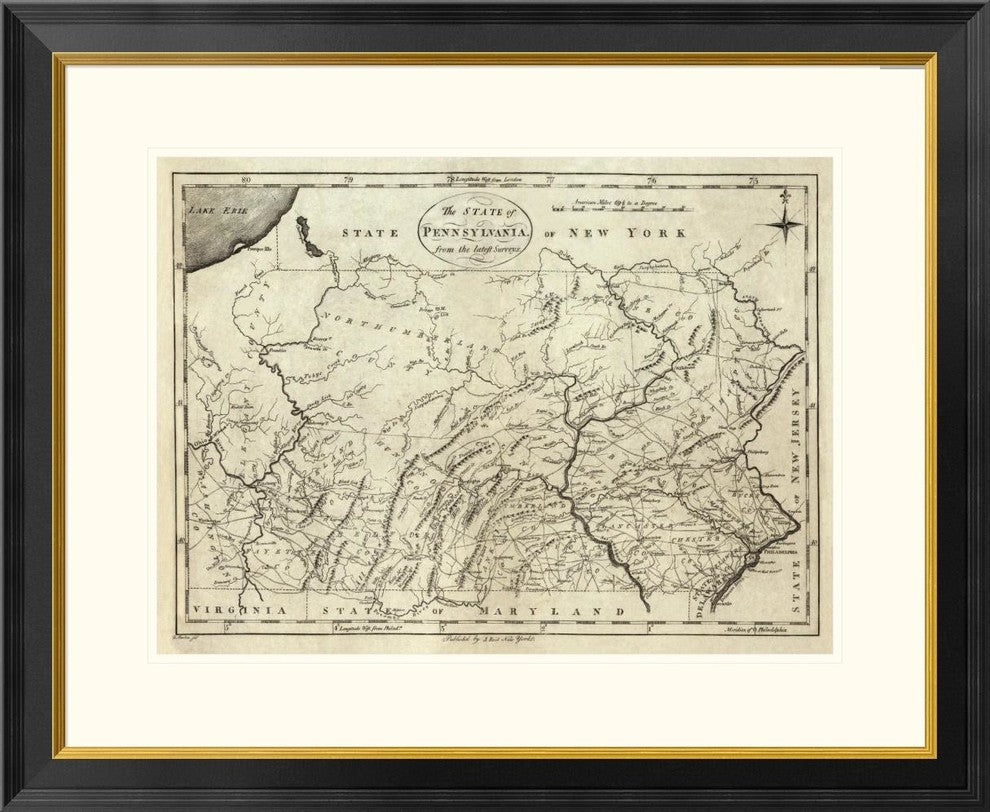 "State of Pennsylvania, 1796" Framed Digital Print by John Reid, 32x26"