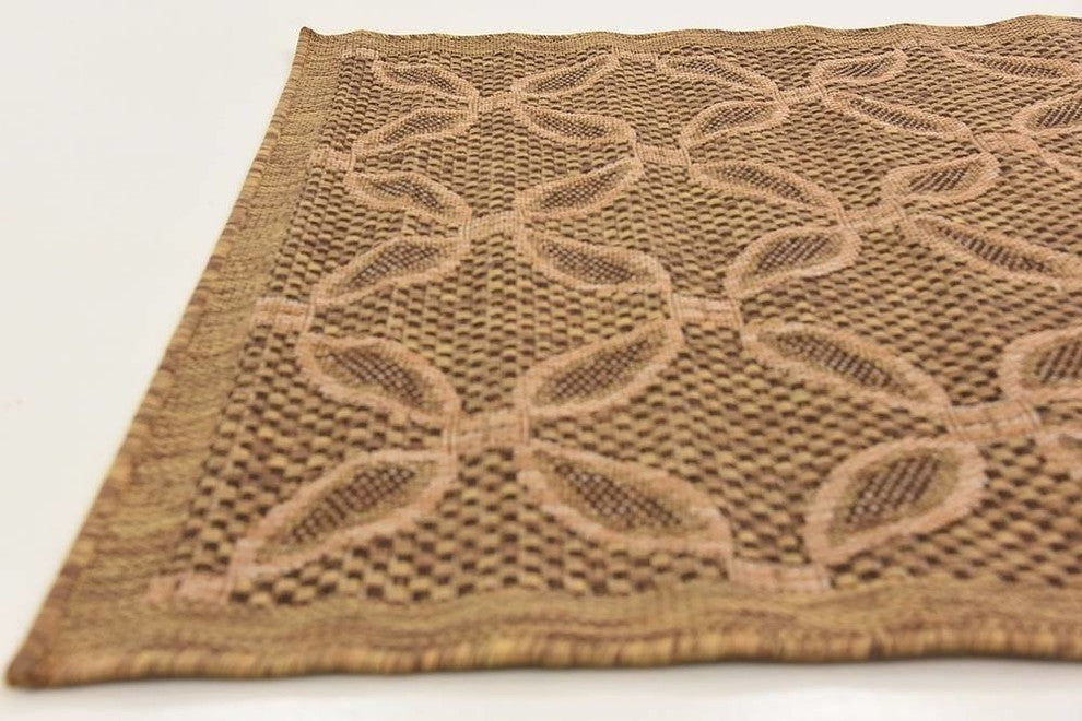 Unique Loom Light Brown Spiral Outdoor 3' 3 x 5' 0 Area Rug