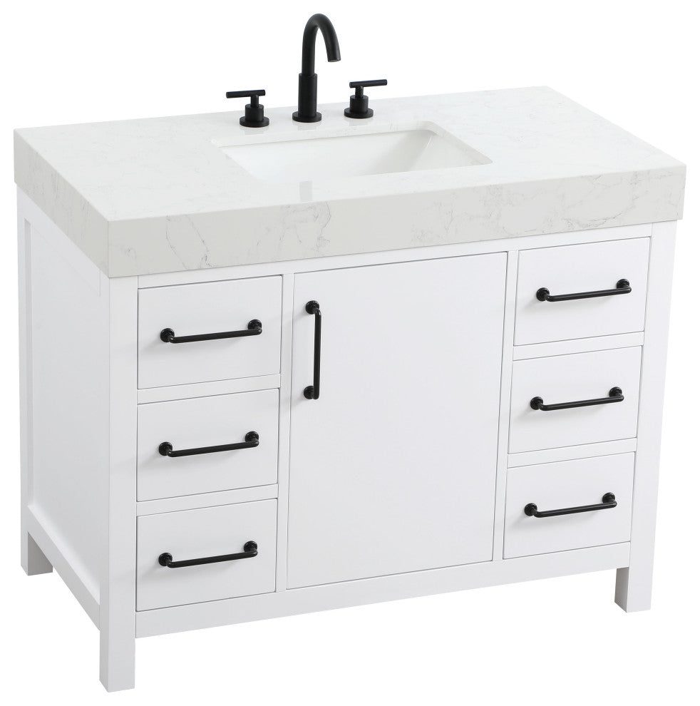Home Living 42" Single Bathroom Vanity, White