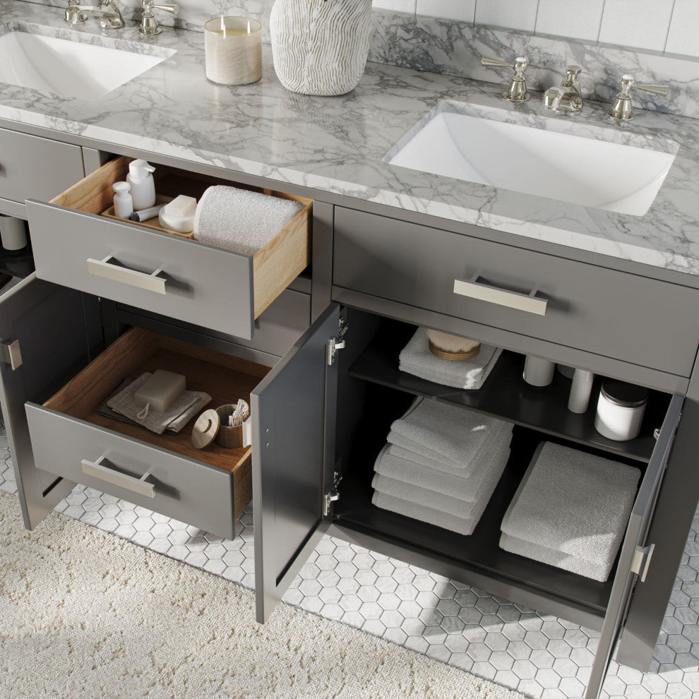 The Polaris Bathroom Vanity, Cashmere Gray, 72", Double Sink, Freestanding