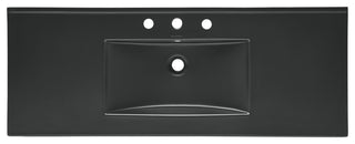 48" Ceramic Vanity Sink Top, Matte Black With 3 Holes