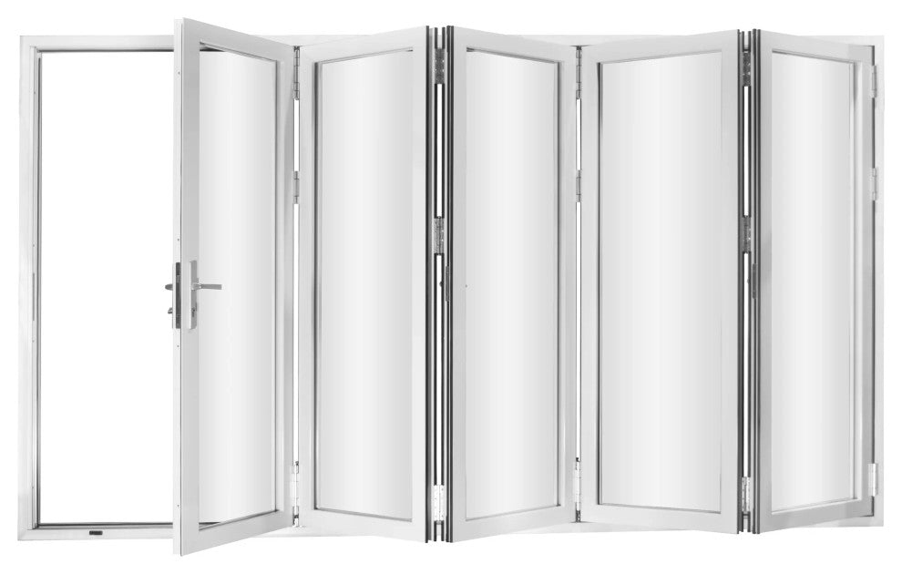 Patio Bi-Fold Door Open Left to Right 144"x80", White Color, Low E Glass