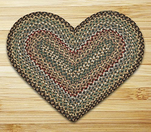Earth Rugs C-51 Fir / Ivory Heart Braided Rug 20" x 30"