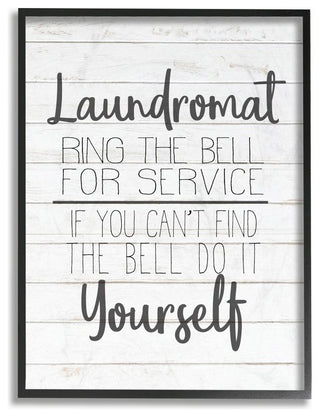 Laundromat Ring The Bell or Do It Yourself Planked Look, Framed, 16"x20"
