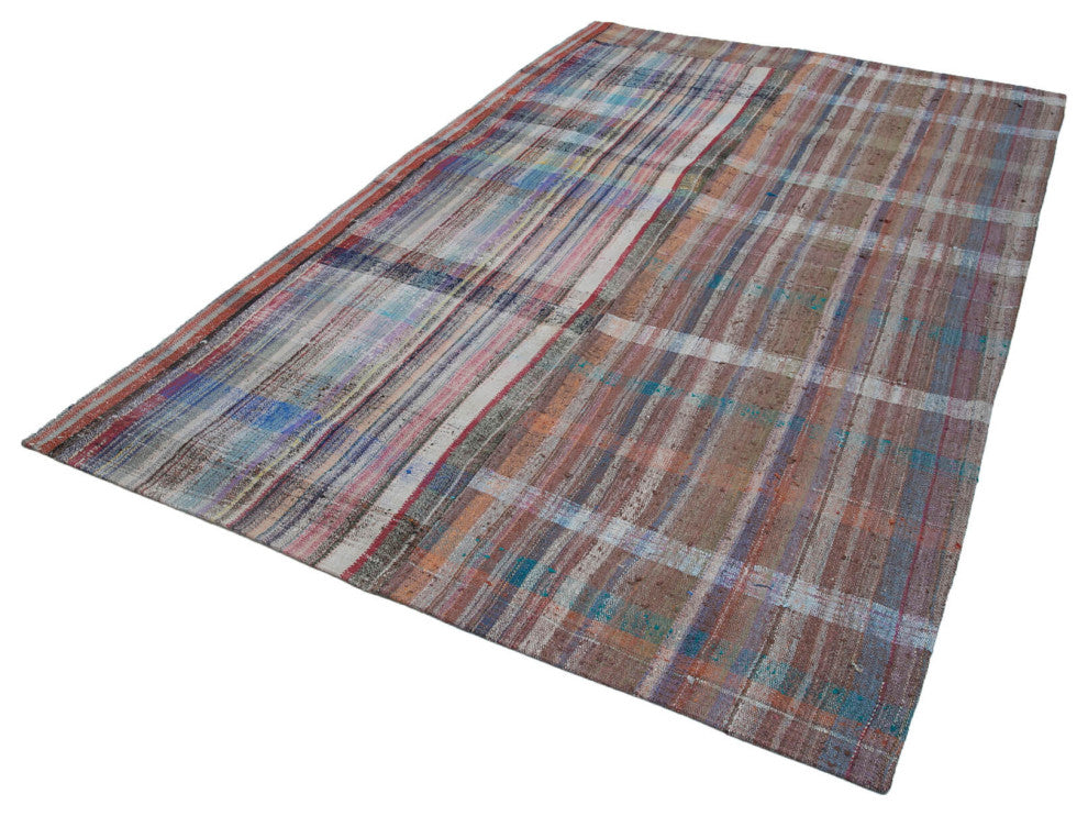 Rug N Carpet - Handmade Turkish 6' 3'' x 9' 10'' Rustic Patchwork Kilim Rug