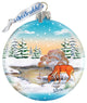 Hand Painted Scenic Glass Ornament Winter Reindeer Ball