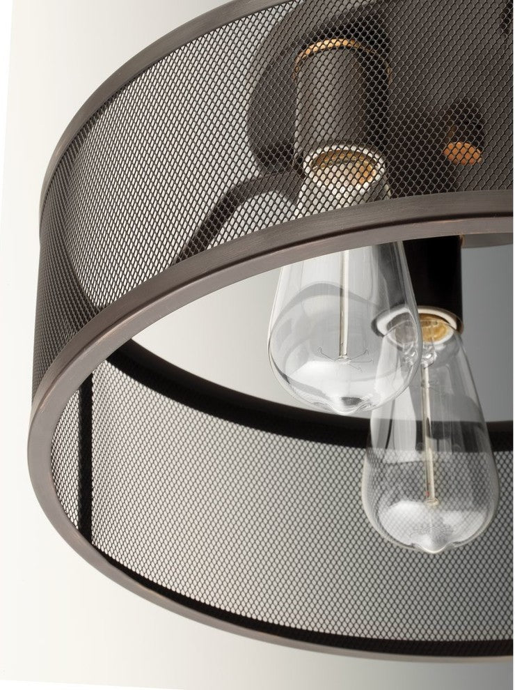 Progress Lighting 3-60W Medium Flush Mount, Antique Bronze
