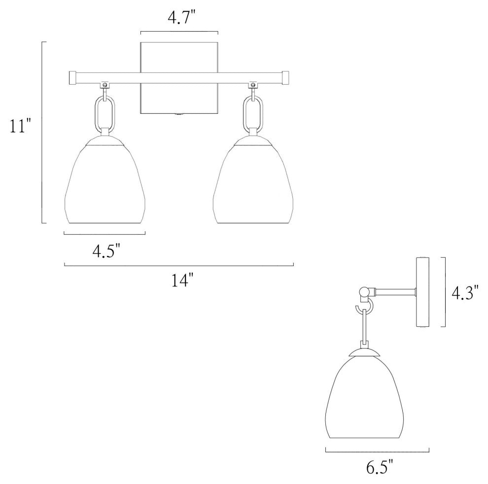 LNC Polished Gold Modern Textured-Glass Bell Wall Sconce, 2 Lights
