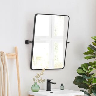 Dieux Rectangular Framed, Matte Black Bathroom Pivot Wall Mirror