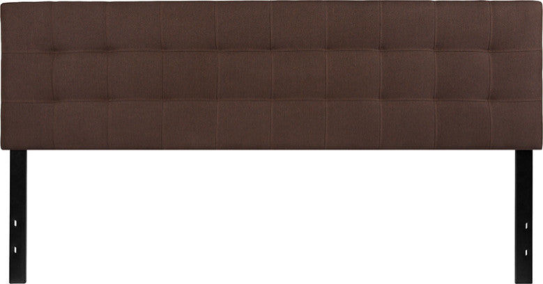 Bedford Tufted Upholstered King Size Headboard in Dark Brown Fabric