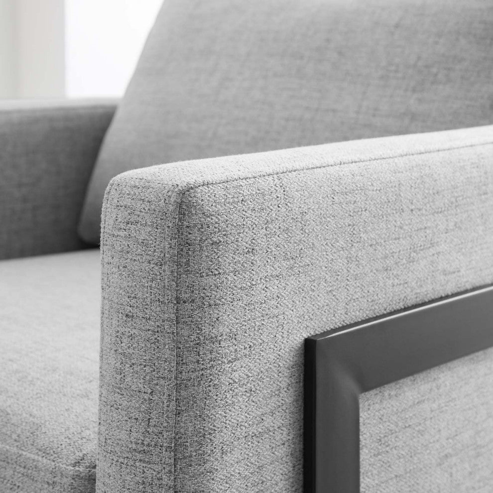 Accent Chair, Fabric, Metal, Black Gray, Modern, Living Lounge Hospitality