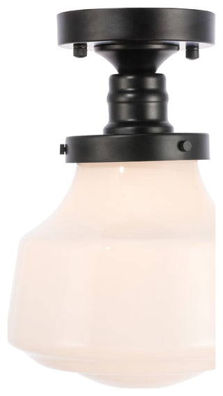 Lyle 1 Light Flush Mount in Black with Frosted White Glass