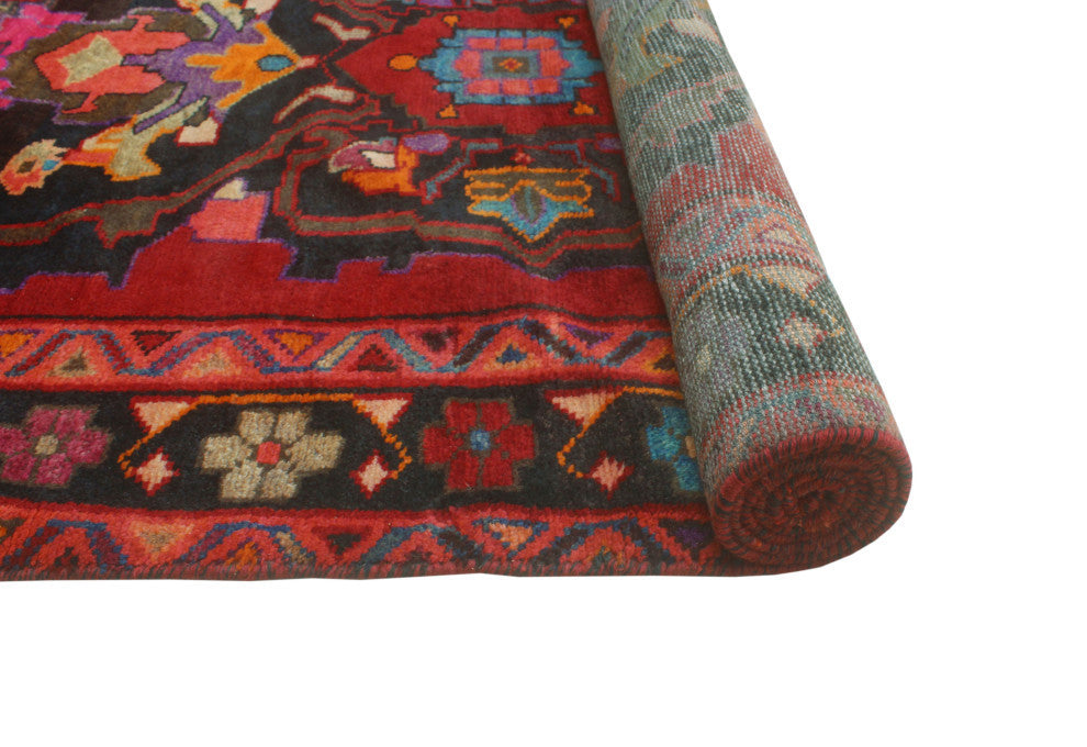 Fine Vintage Distressed Atif Red/Charcoal Runner, 4'0x9'1