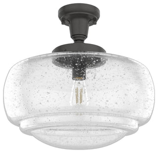 Hunter 16" Saddle Creek Noble Bronze 1-Light Seeded Glass Pendant Fixture