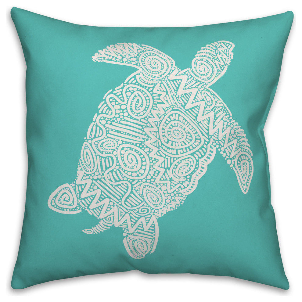 Sea Turtle Drawing 18x18 Throw Pillow Cover