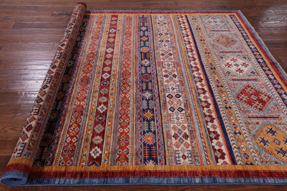 Super Kazak Khorjin Handmade Rug 6' 6" X 9' 7" Q8027