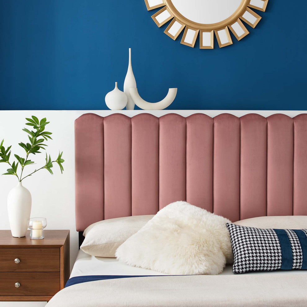 Headboard, Twin Size, Velvet, Pink, Modern Contemporary, Bedroom Master Suite