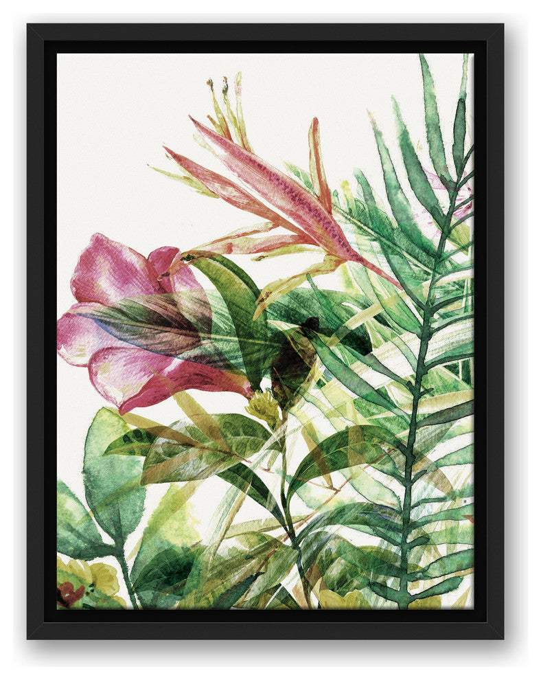 Tropical Plants 12x16 Black Floating Framed Canvas