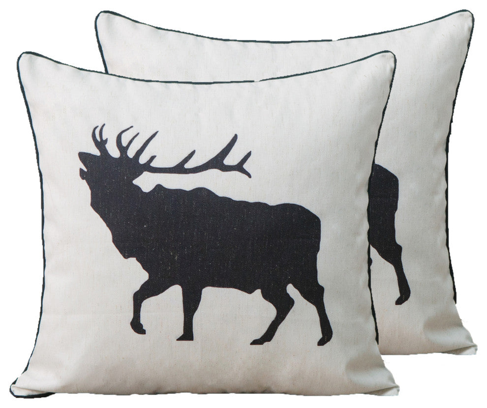 Animal Print Throw Pillow, 18"x18", Set of 2, Elk