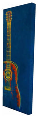 Modern Blue Abstract Guitar Print on Wrapped Canvas