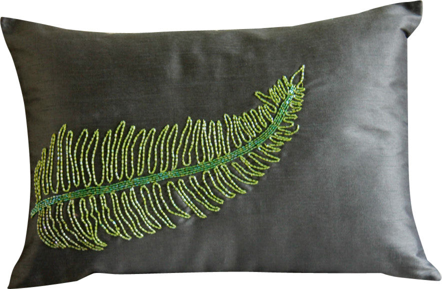 Green Rectangular Pillow Covers 12"x16" Silk, Green Tea