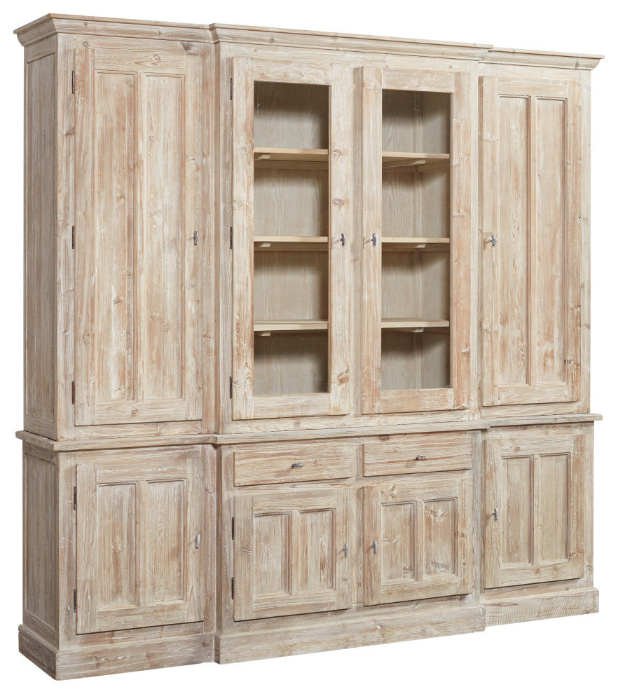 Wainscott Reclaimed Pine Shabby Chic 91-inch Display Cabinet