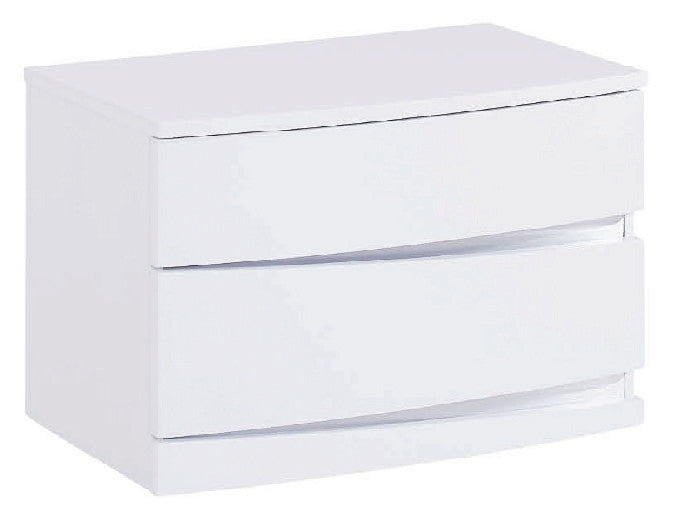 Gia Wood Nightstand in Hi Gloss Finish, White
