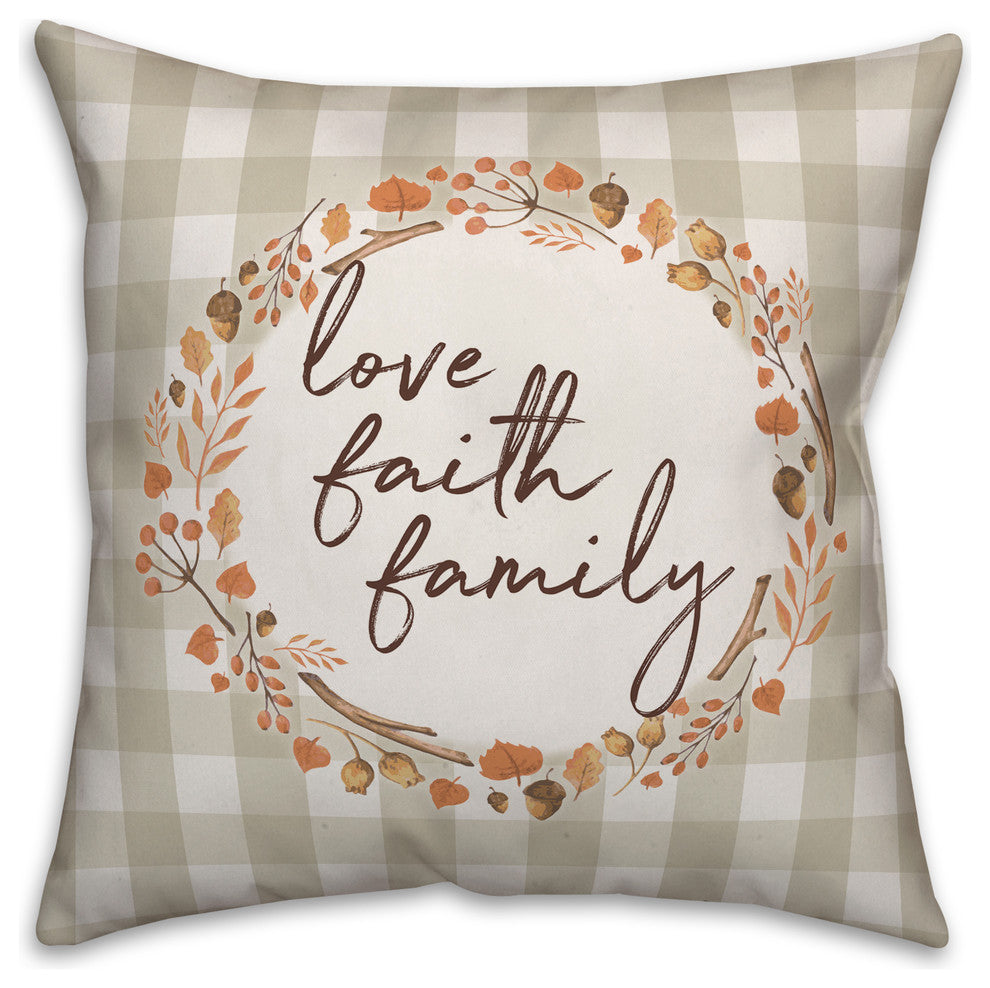 Love Faith Family Throw Pillow
