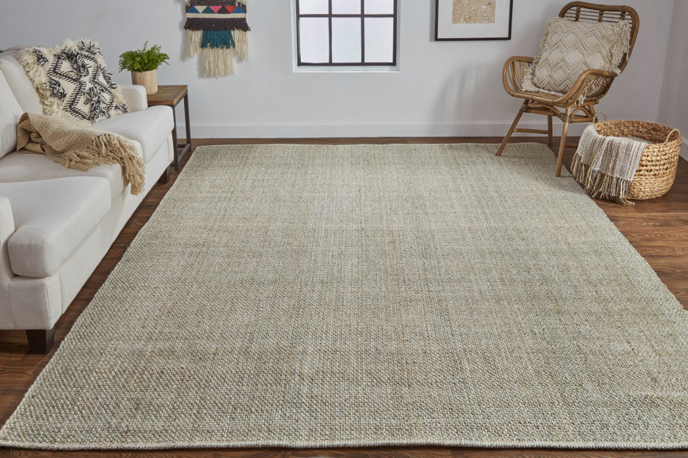 Weave & Wander Siona Space Dyed Flatweave Rug, Green, 9' X 12'