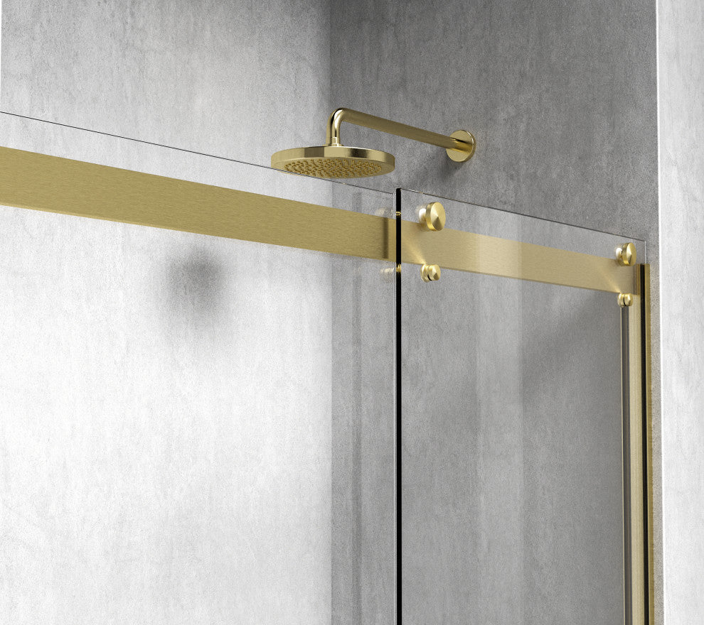 Home Living 60X60 Frameless Double Sliding Tub Door, Brushed Gold