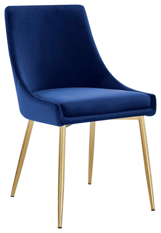 Viscount Performance Velvet Dining Chairs Set of 2 Gold Navy