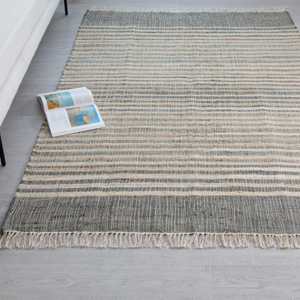 4' x 6' Coronado Gray and Natural Stripe Flatweave Area Rug