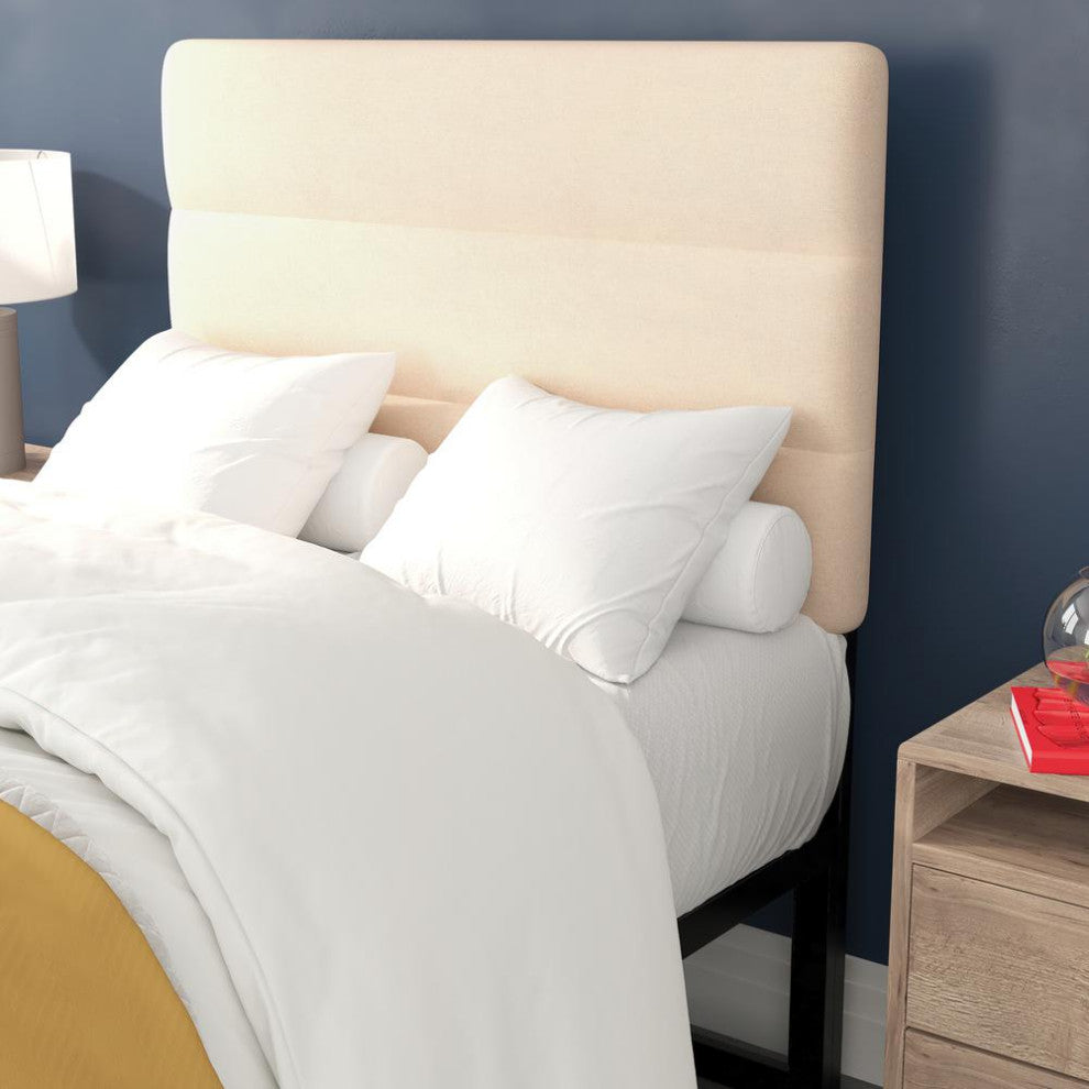 Paxton Stitched Upholstered Adjustable Height Headboard, Cream, Twin