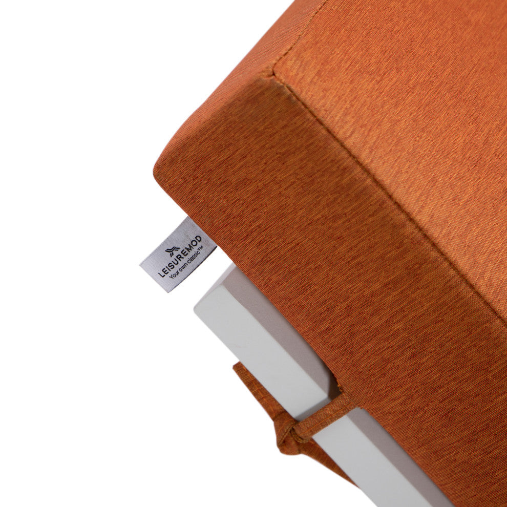 LeisureMod Chelsea Chaise Lounge Chair With Side Table, Orange