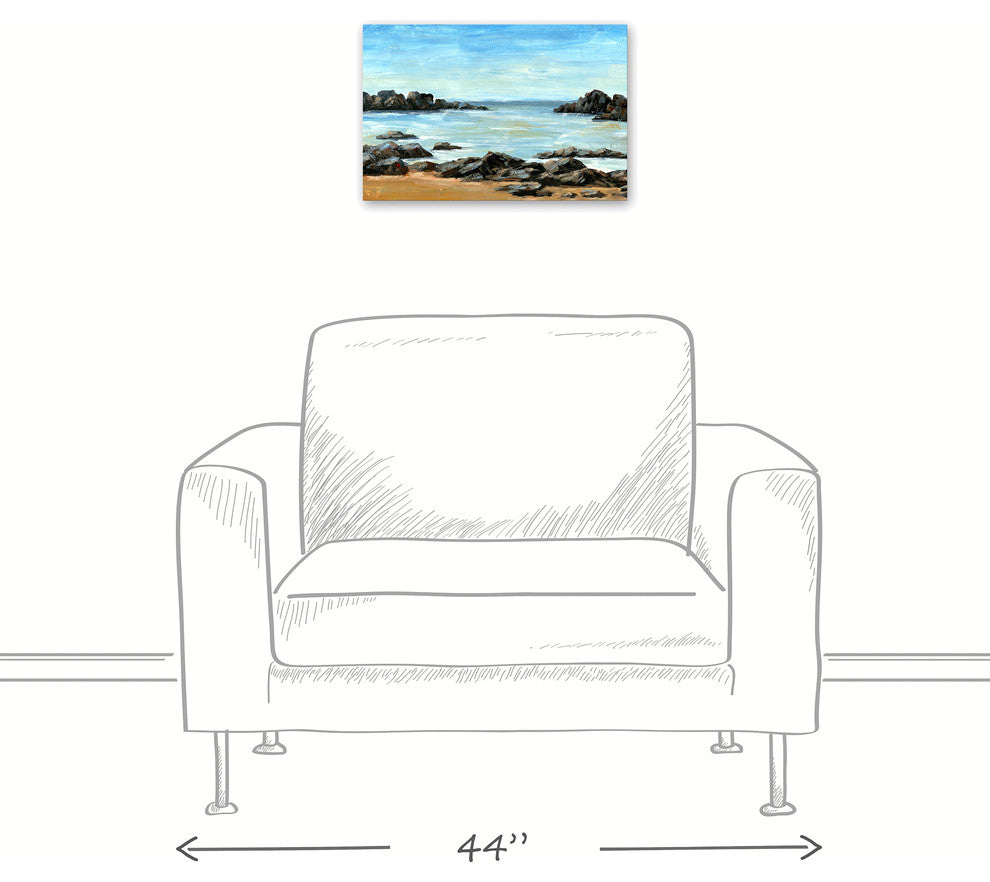 Rocky Beach Landscape 12x18 Canvas Wall Art