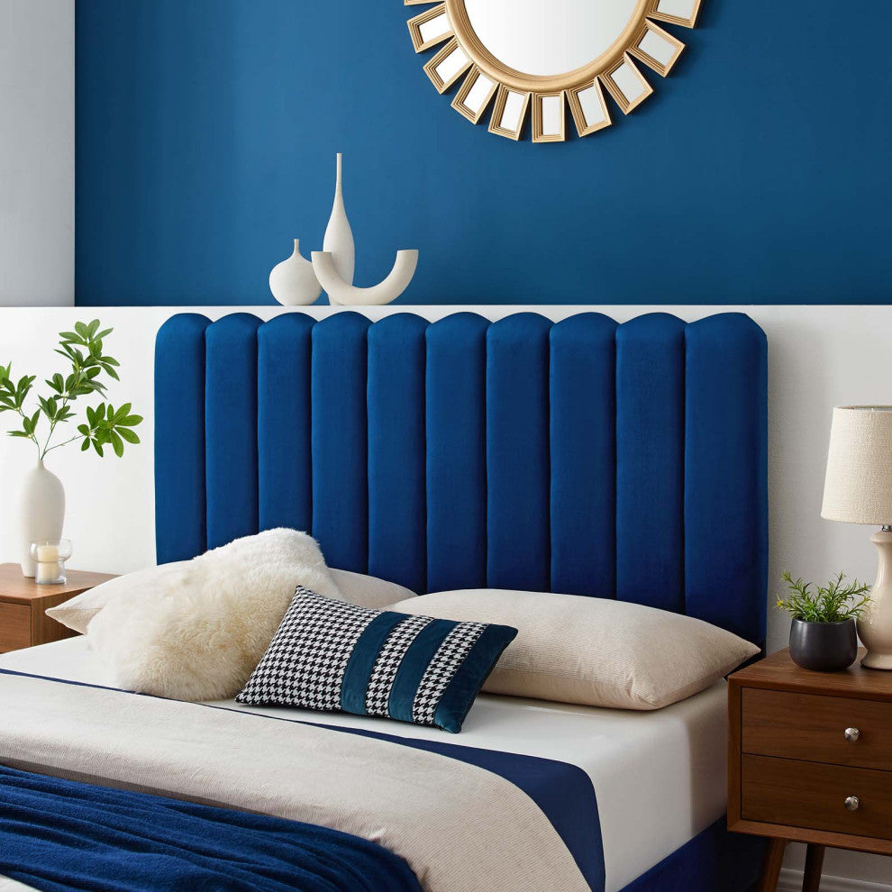 Headboard, Twin Size, Velvet, Blue Navy, Modern Contemporary, Bedroom Master