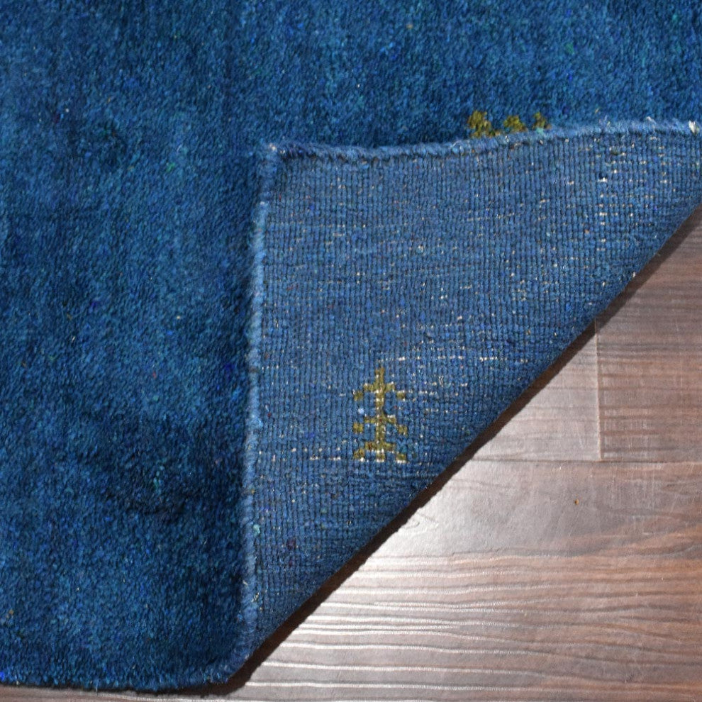 HAND KNOTTED LOOM SILK ECO-FRIENDLY AREA RUG -2'6''x12',Runner,Blue,Contemporary