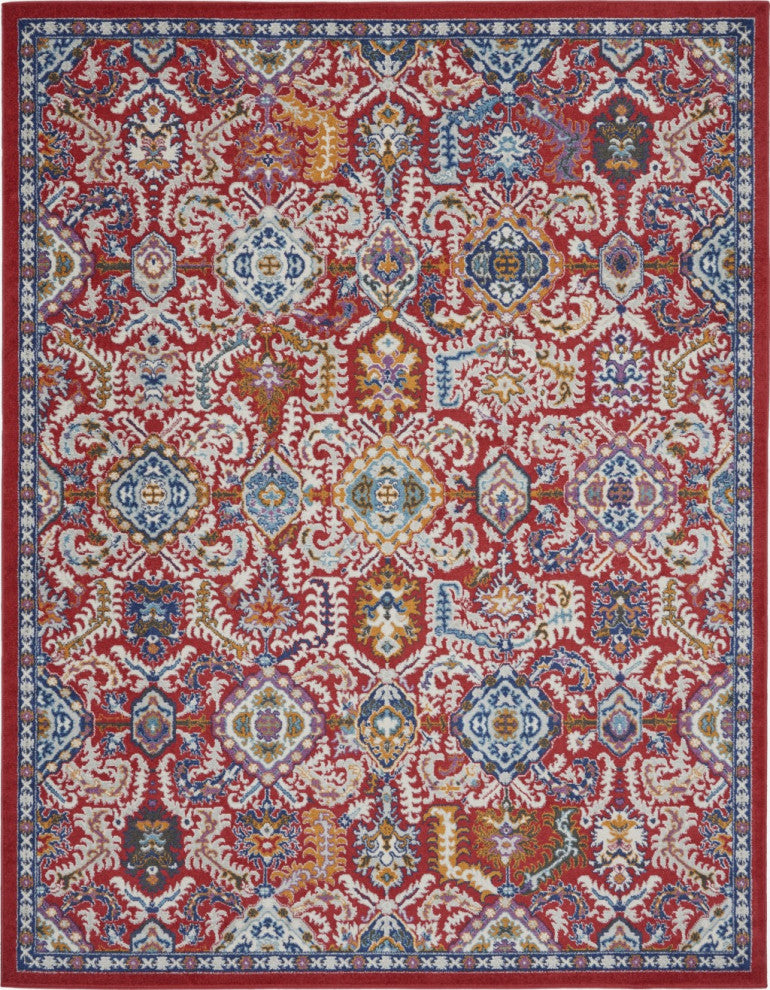 8" x 10" Red and Multicolor Decorative Area Rug