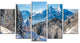 Winter in the Bavarian Alps, Landscape Canvas Art Print, 60"x32", 5 Panels